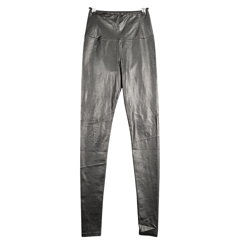 WILFRED FREE Aritzia Black High Rise Faux Leather Stretchy Leggings SIZE S